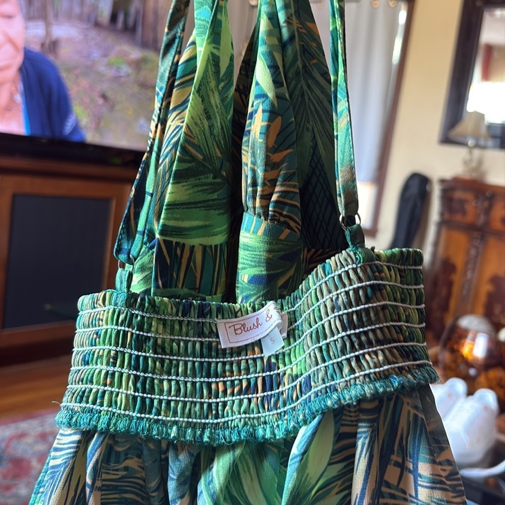 BLUSH & Day  Vacation Nights Tropical Maxi Dress in Green.size S. - Picture 10 of 11